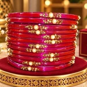 Royal Ruby Glam Designer Glass Bangles